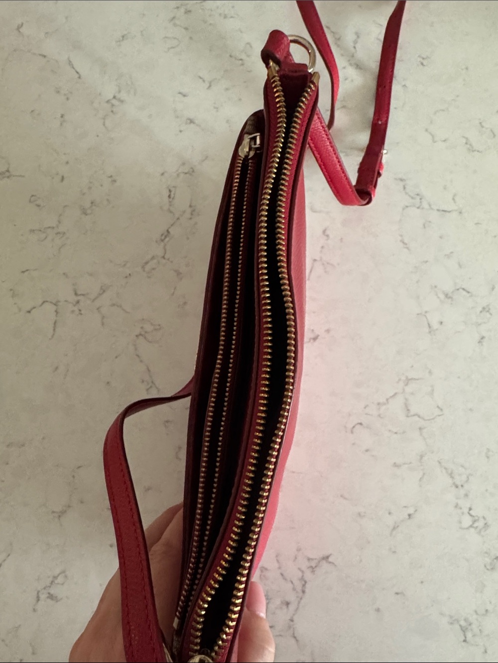 Coach Red Pebbled Leather Crossbody Bag with Additional Zippered Case. - Picture 9 of 13